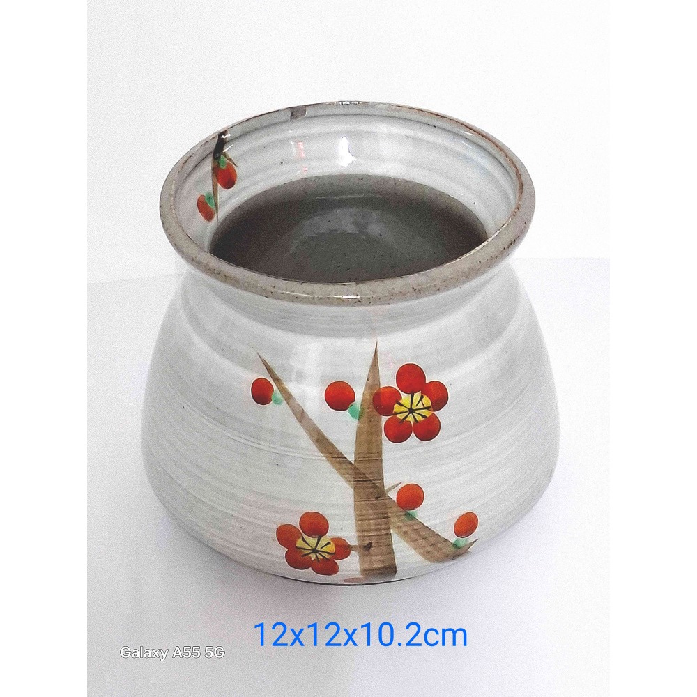 手繪紅花陶瓷多用途盆栽雜物皿萬寶窯（蝦-9）-細節圖2