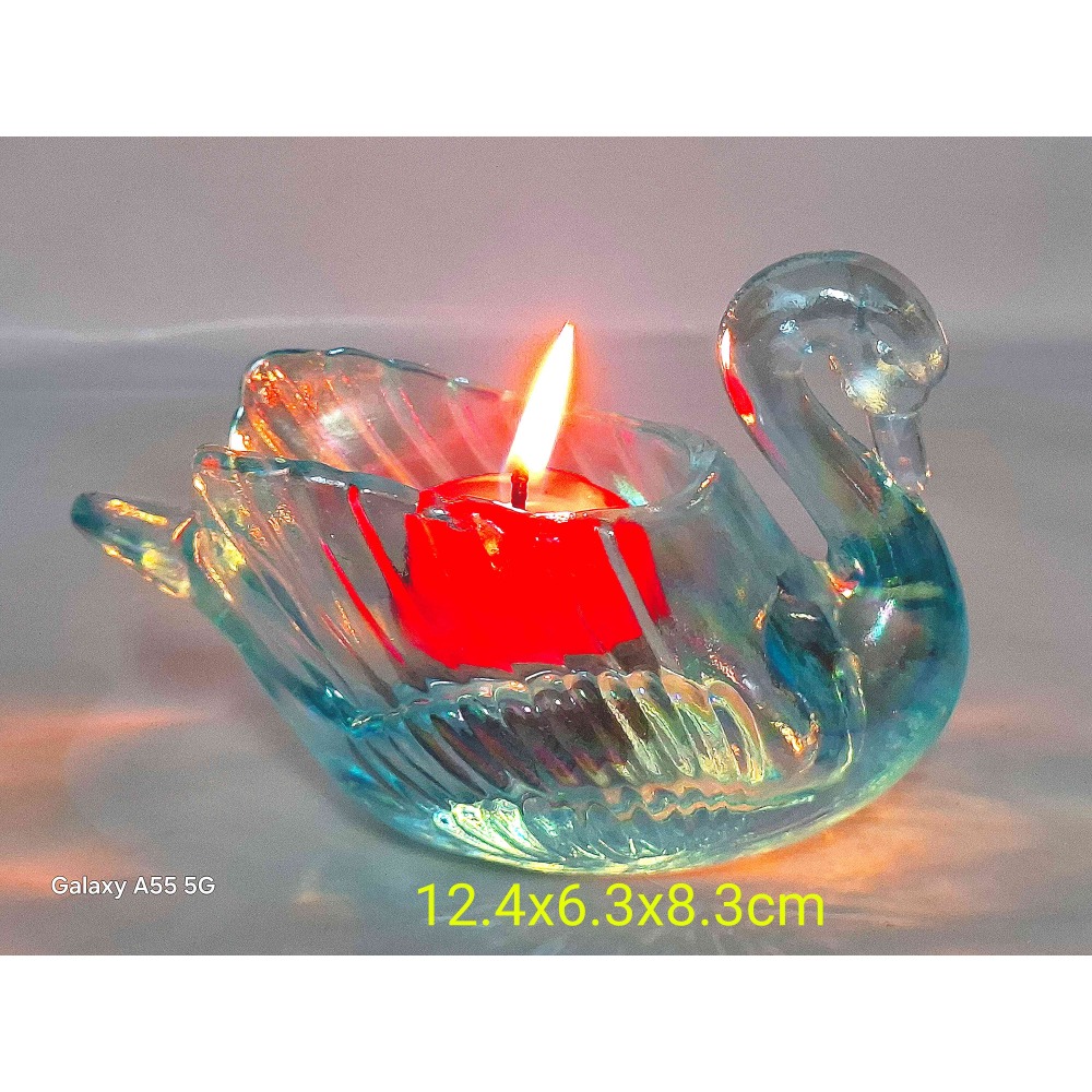 浪漫天鵝造型玻璃蠟燭台附蠟燭一個-細節圖2