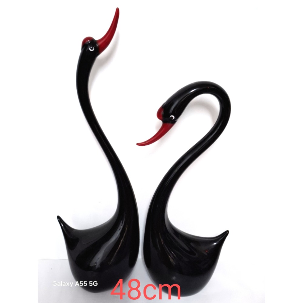 純手工拉製優雅紅嘴黑天鵝擺飾居家擺飾鎮店之寶-細節圖2