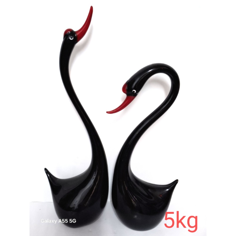 純手工拉製優雅紅嘴黑天鵝擺飾居家擺飾鎮店之寶-細節圖4