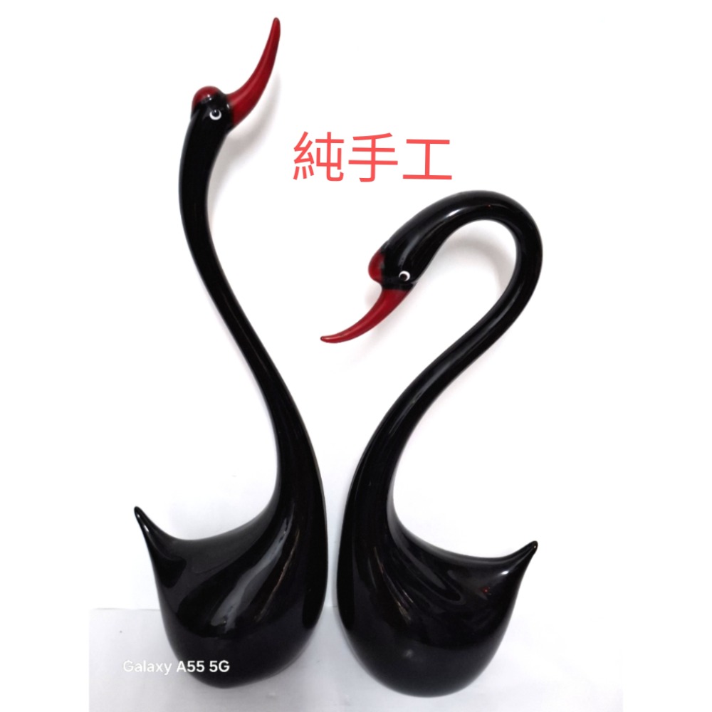 純手工拉製優雅紅嘴黑天鵝擺飾居家擺飾鎮店之寶-細節圖5