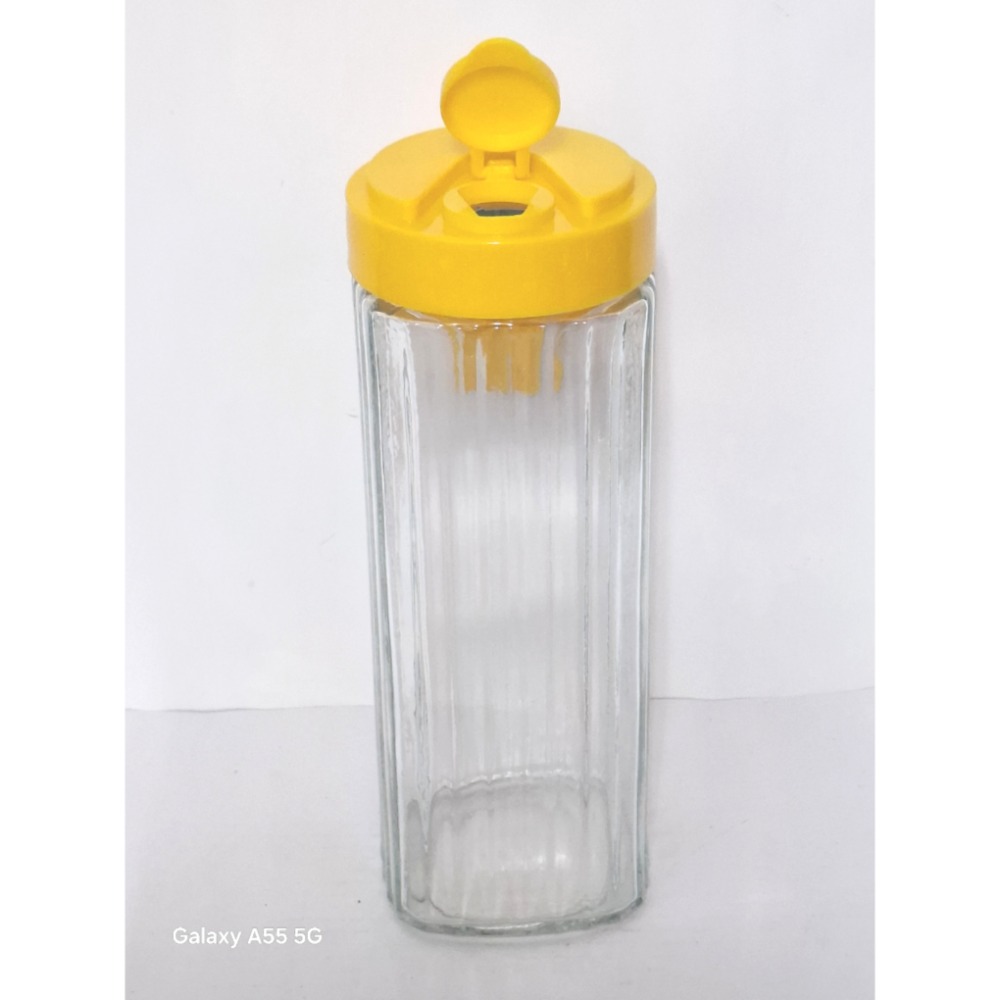 時尚簡約玻璃水壺附黃色手把1000cc-細節圖3