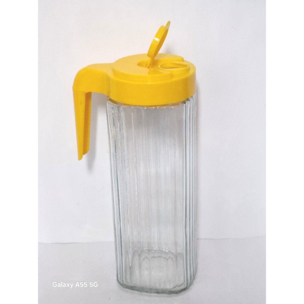 時尚簡約玻璃水壺附黃色手把1000cc-細節圖4