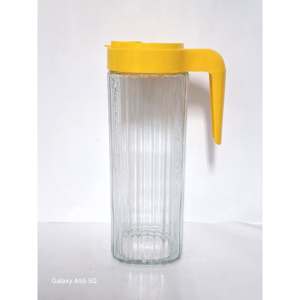 時尚簡約玻璃水壺附黃色手把1000cc-細節圖5