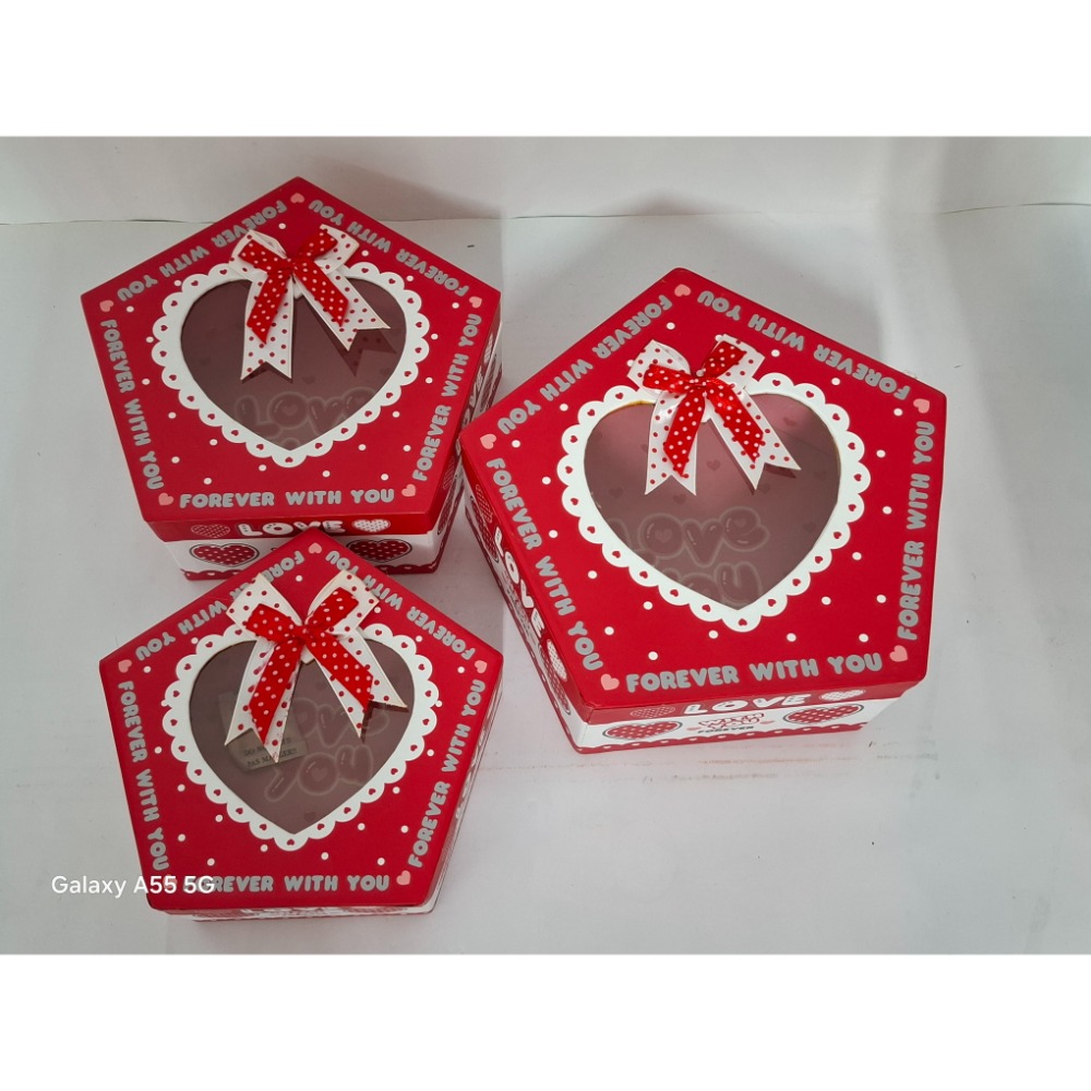 浪漫六邊形愛心禮物包裝盒三件套裝組-細節圖2