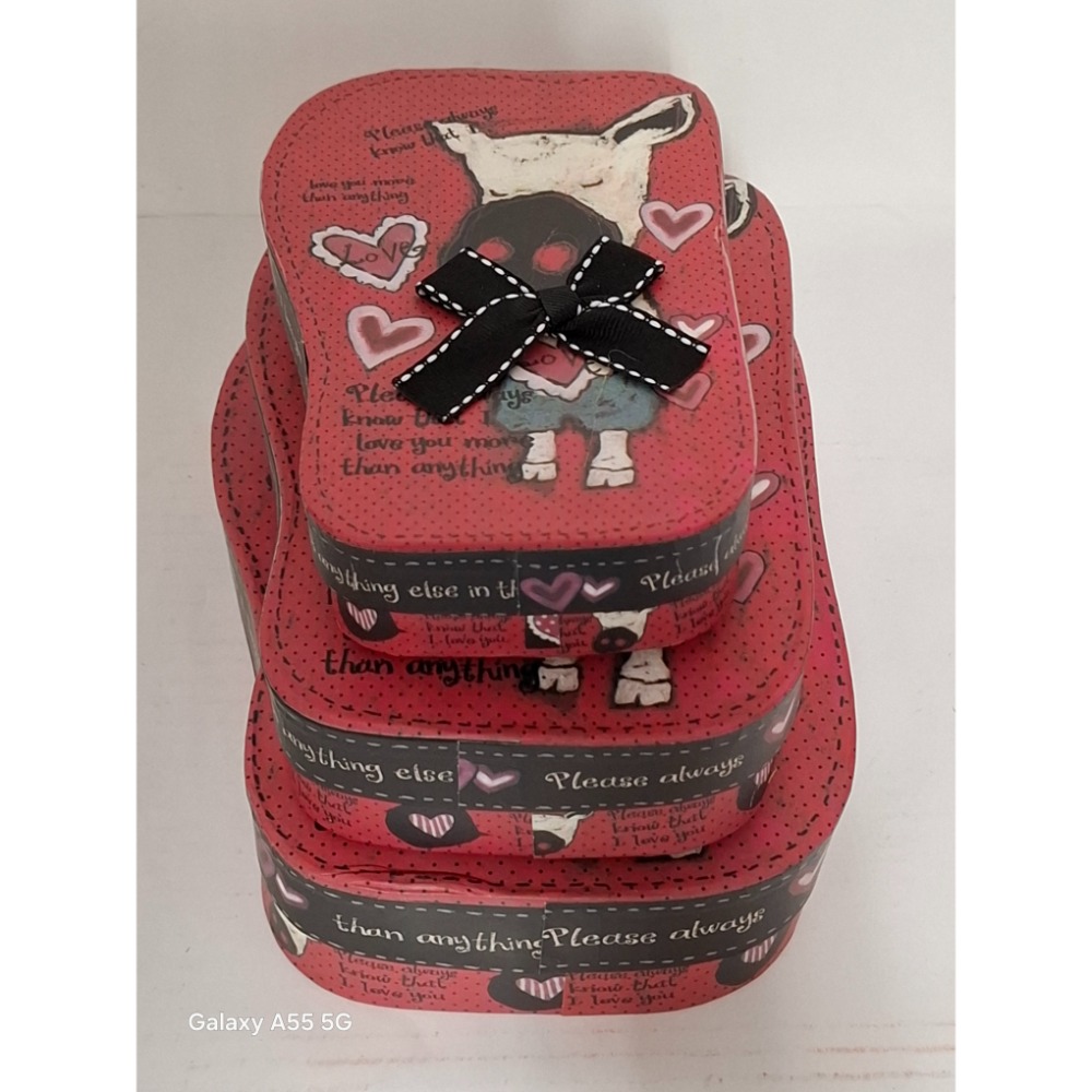 三層心型禮物盒套裝組可愛卡通圖案-細節圖2