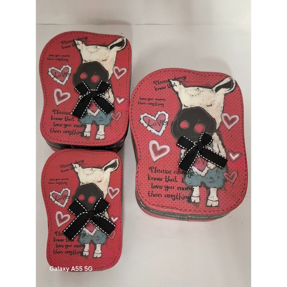 三層心型禮物盒套裝組可愛卡通圖案-細節圖3