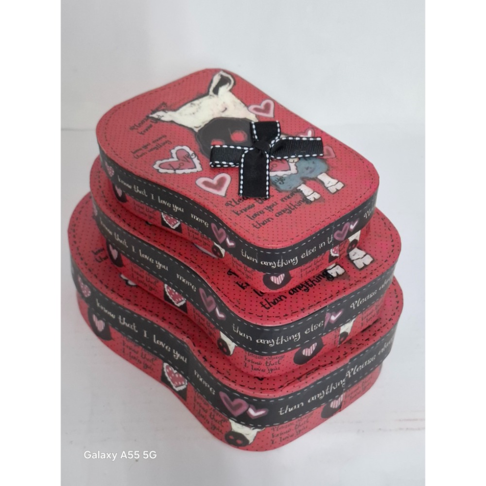 三層心型禮物盒套裝組可愛卡通圖案-細節圖5