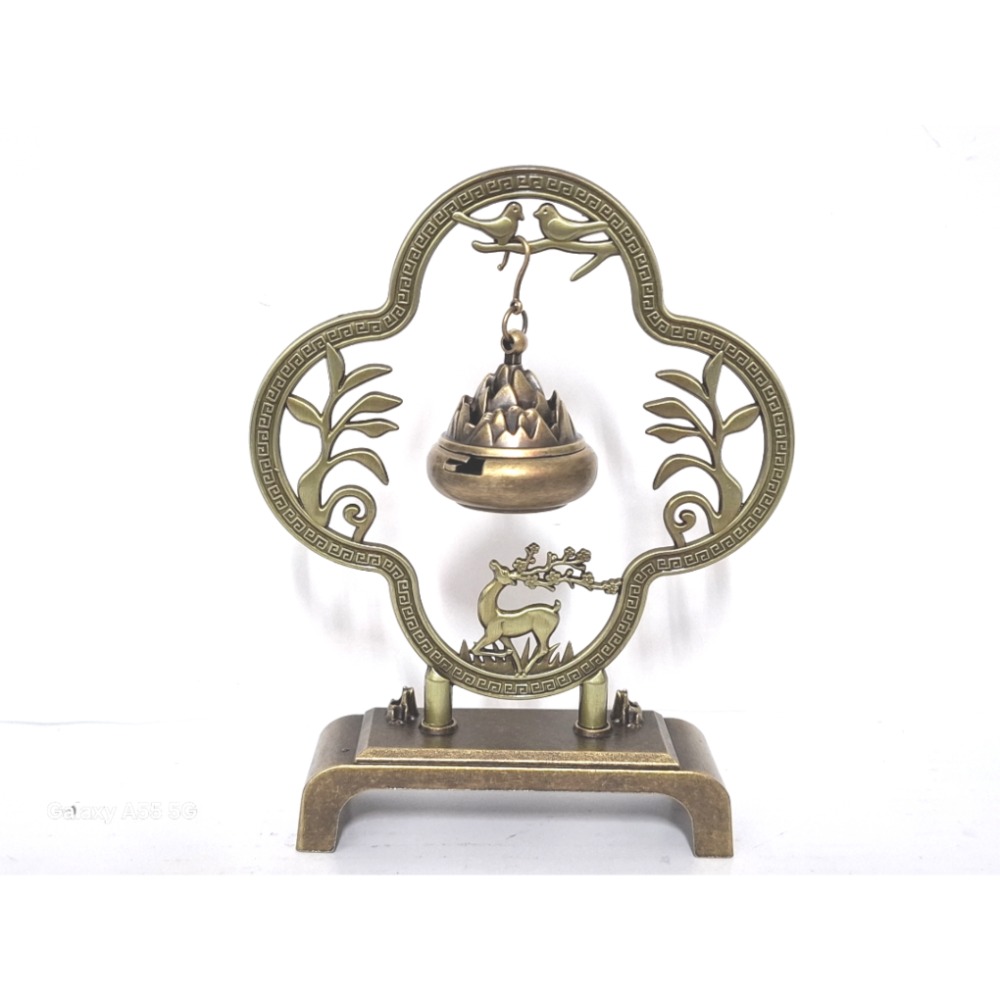 復古銅製一鹿（路）平安薰香爐擺飾 居家風水-細節圖4