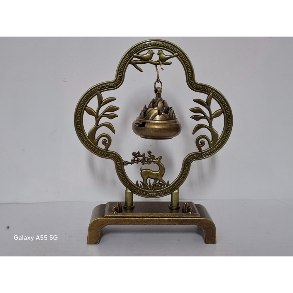 復古銅製一鹿（路）平安薰香爐擺飾 居家風水-細節圖5