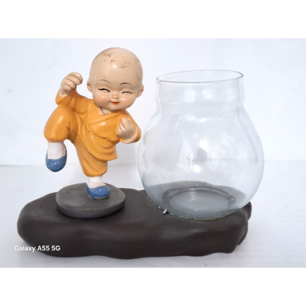 可愛小沙彌水耕植物花盆筆筒雜物罐擺飾-細節圖2