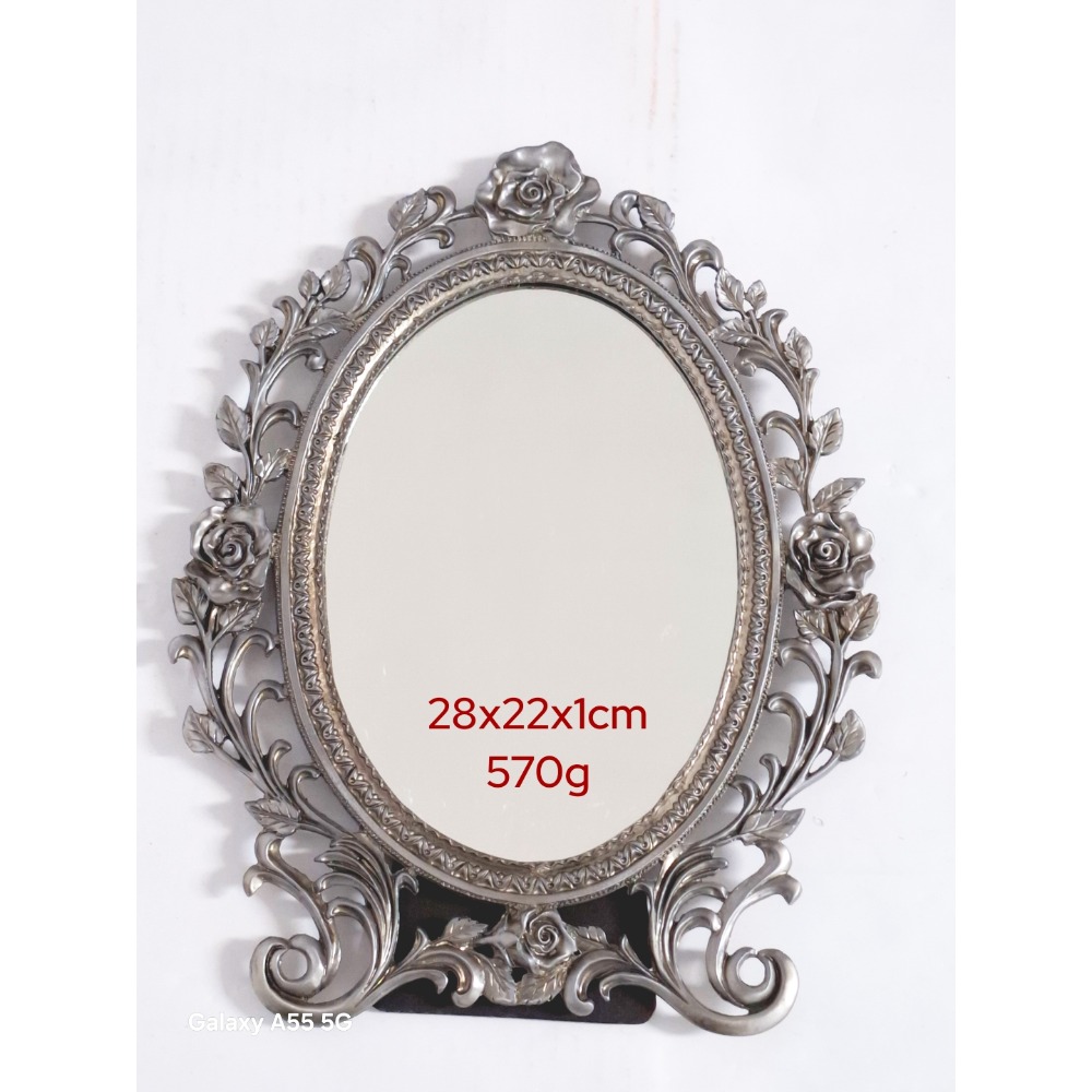 歐式復古鋅合金玫瑰雕花鏡橢圓形-細節圖2