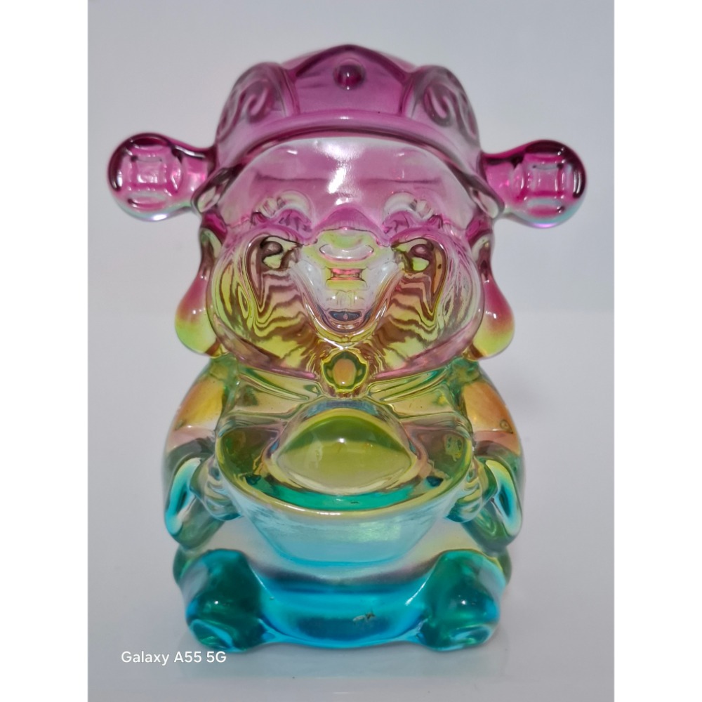 七彩琉璃元寶財神爺擺飾10cm-細節圖3