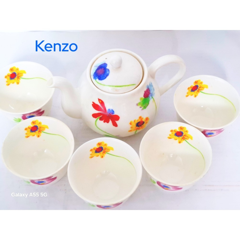 【絕版珍藏】Kenzo 經典花卉 6杯1壺茶具組 🌸 全新未使用．日本AITO製．35年稀有古董-細節圖3