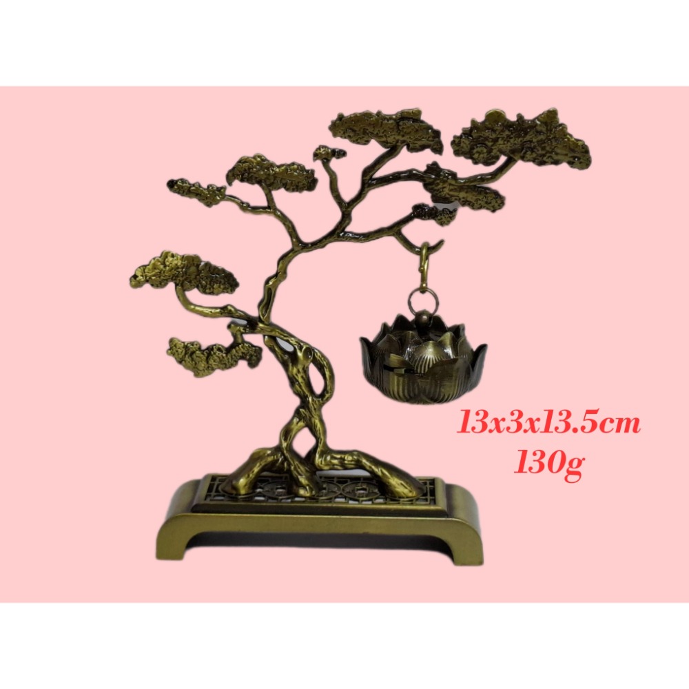 禪意古銅金屬蓮花懸掛式薰香爐居家祈福擺飾（AI-3)-細節圖3