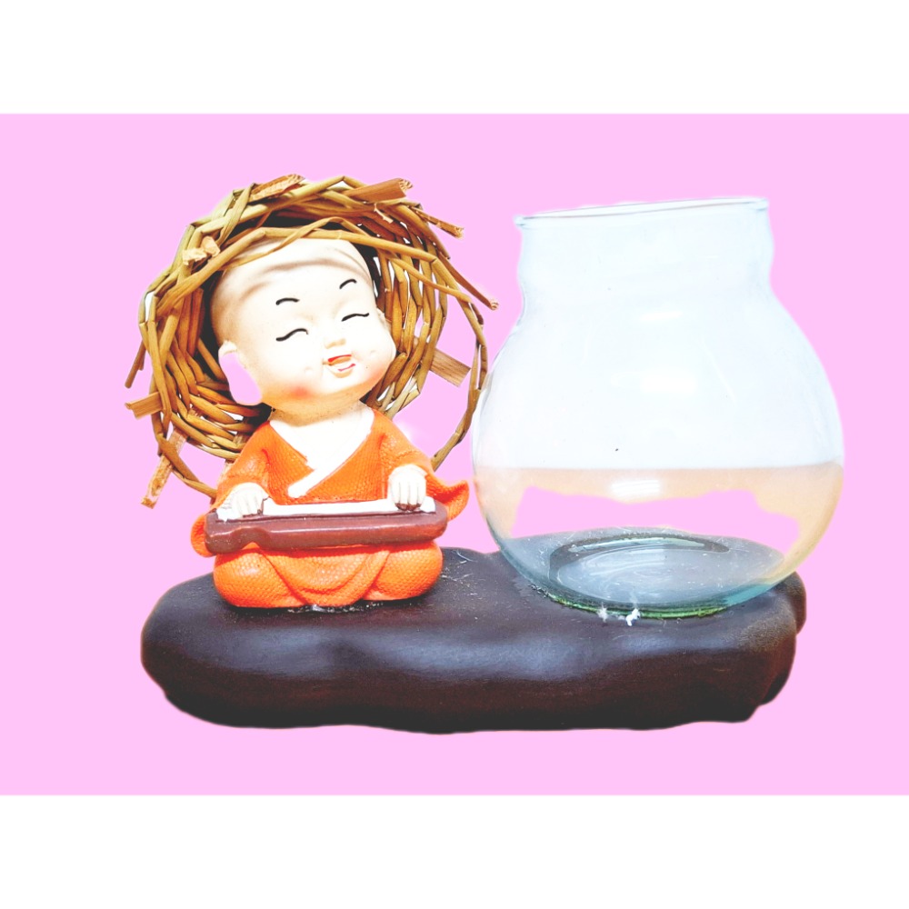 療癒系小沙彌水耕植物文具多用途祈福擺飾（AI-7)-細節圖4