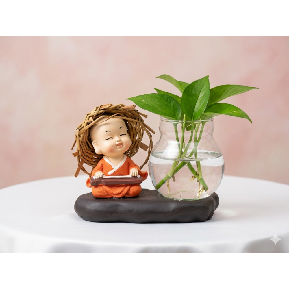 療癒系小沙彌水耕植物文具多用途祈福擺飾（AI-7)-細節圖5