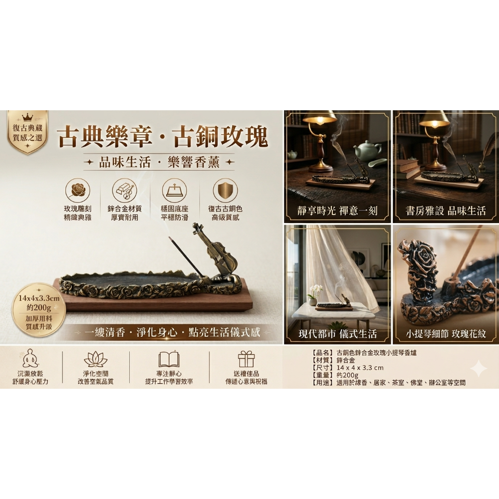 吉他-樂器鋅合金品香爐（AI-3)-細節圖2