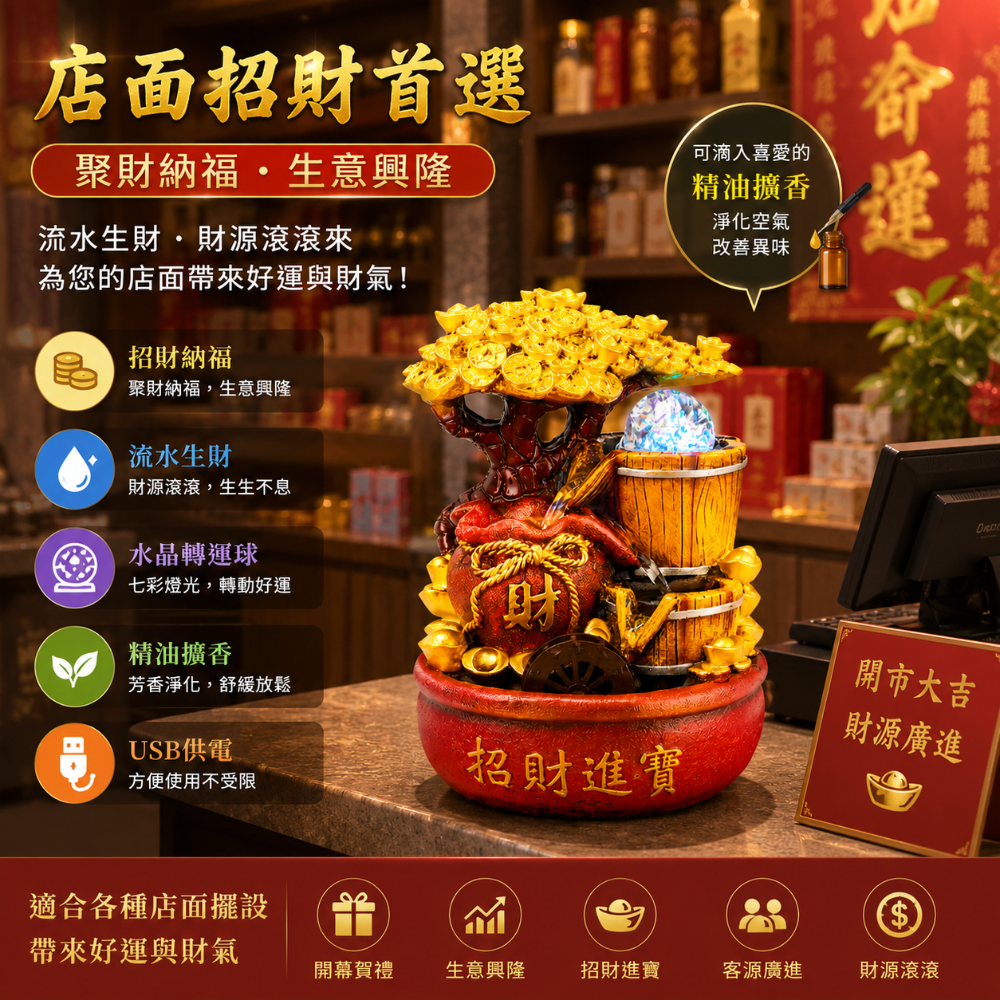 金錢樹聚寶袋招財滾球流水擺飾-細節圖2