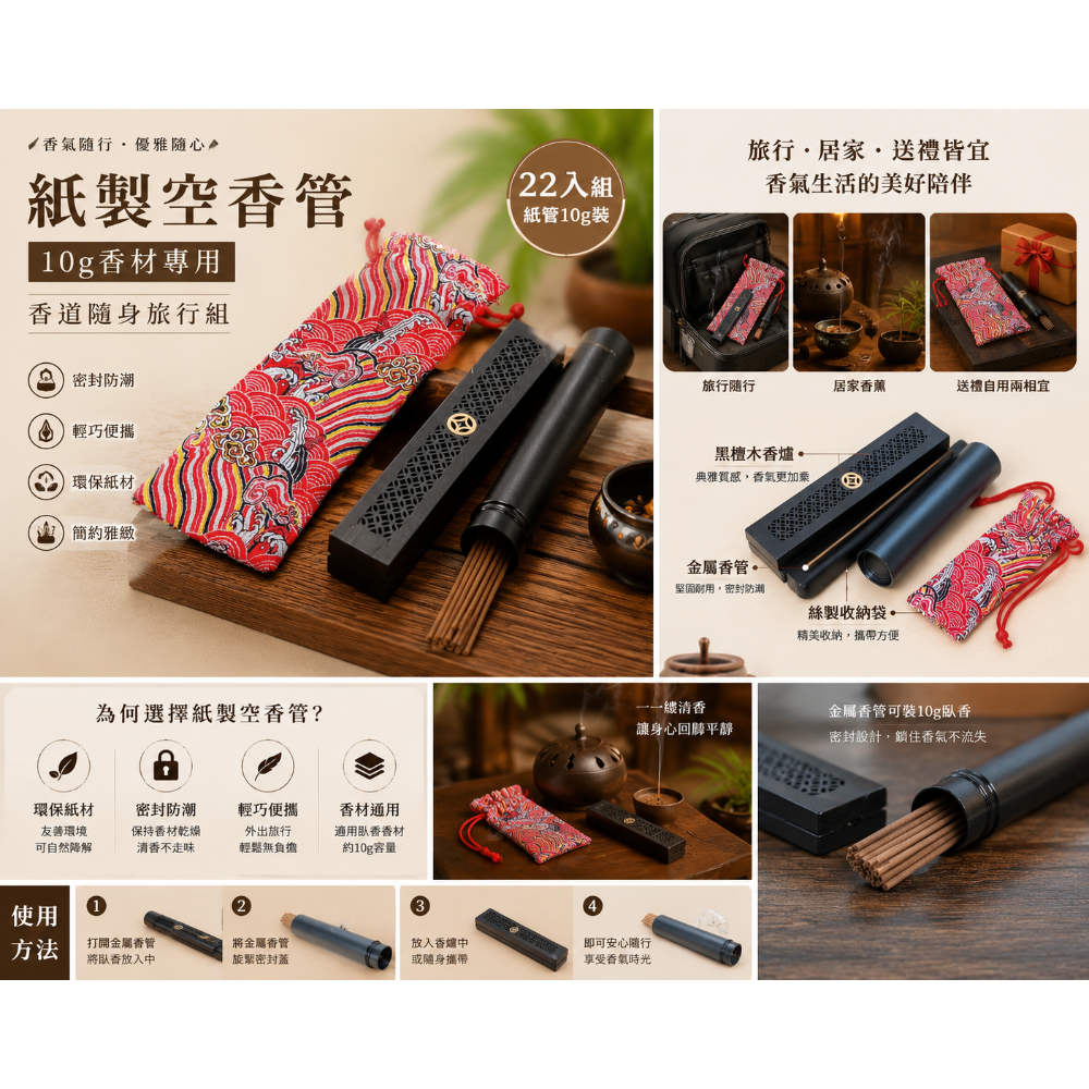 香道隨身攜帶香爐+香管旅行組短款（AI-8)-細節圖3