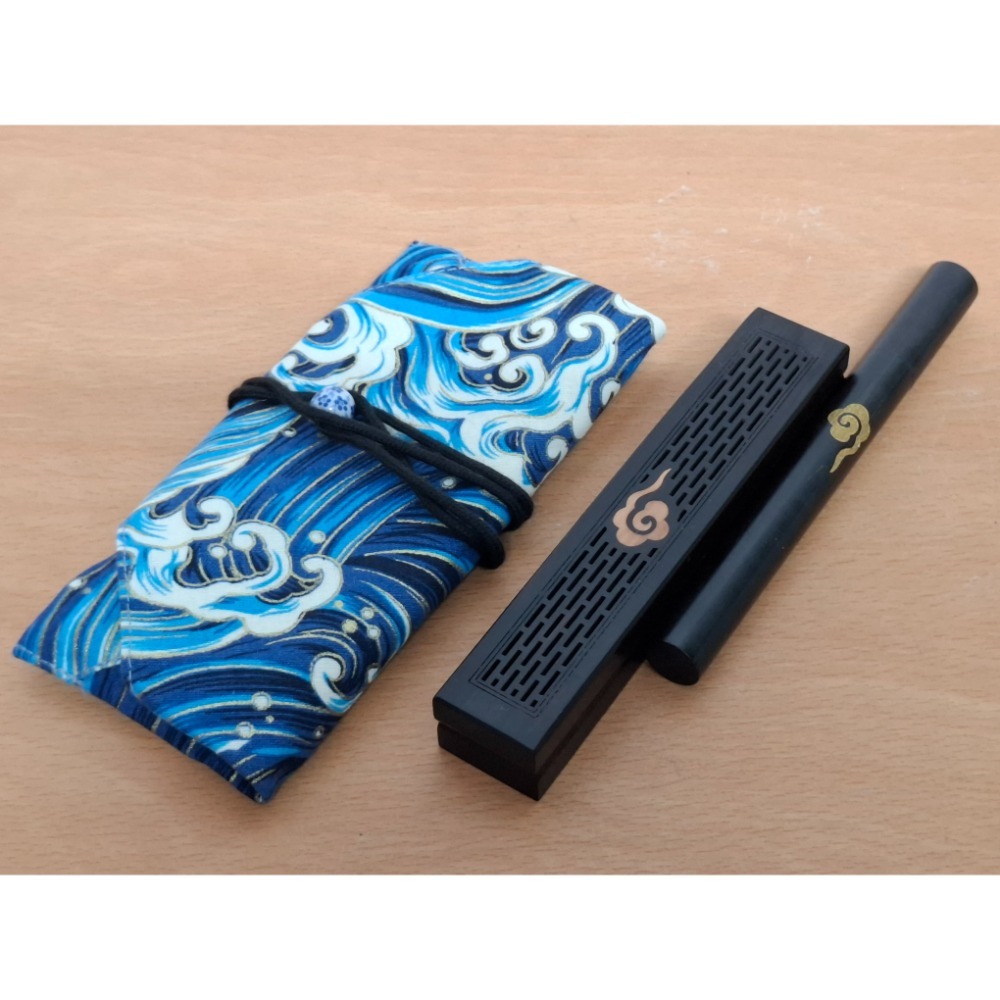 黑檀木香道旅行隨身組（祥雲款） 薰香爐＋儲香筒＋祥雲收納袋｜輕巧便攜・品香隨行（AI-8)-細節圖3