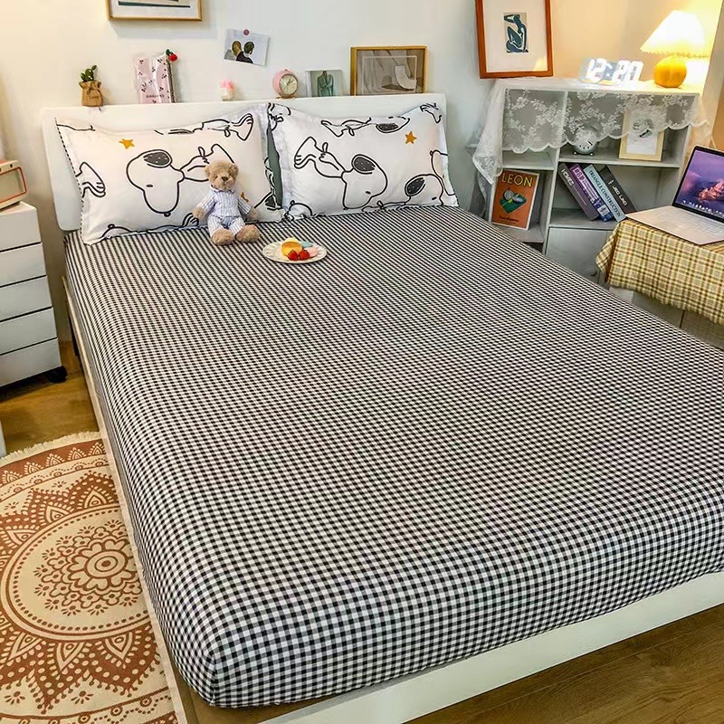 滿版史努比Snoopy 可愛史努比 簡約 史努比 格子 條紋親膚 被套/床包/床罩 單人/雙人/加大雙人 禮物交換-細節圖7