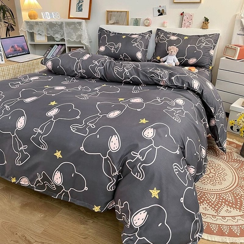 超可愛~滿版史努比Snoopy卡通 簡約 四季被 柔軟親膚裸睡 被套/床包/枕頭套 床罩單/雙人床包組-細節圖3