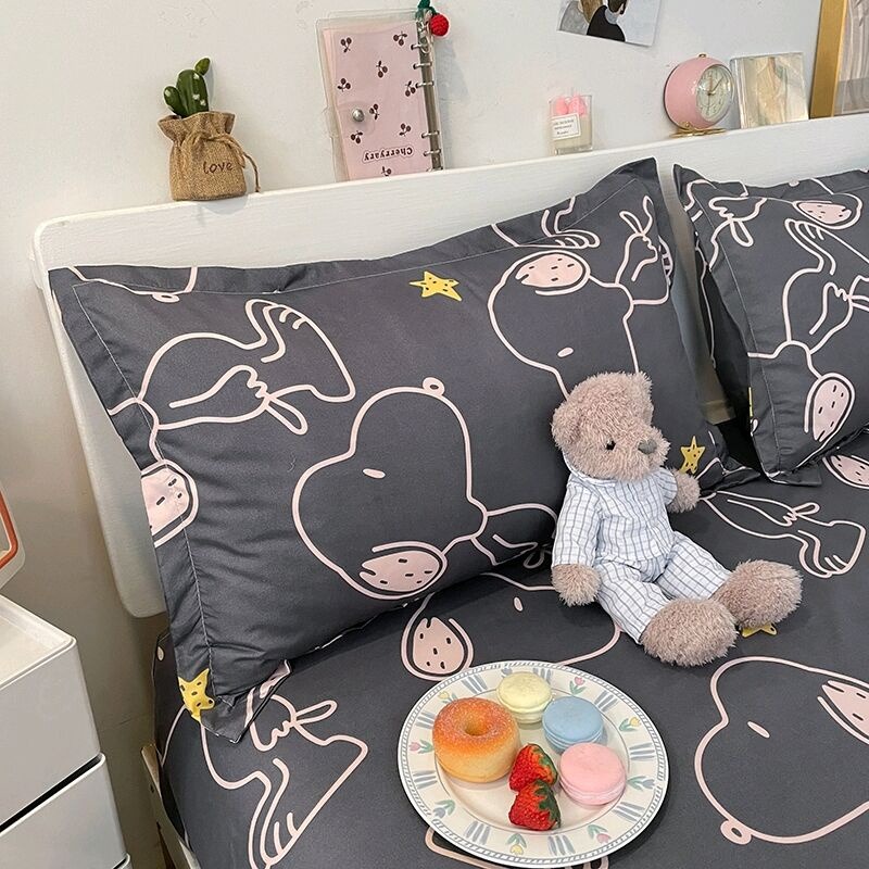 超可愛~滿版史努比Snoopy卡通 簡約 四季被 柔軟親膚裸睡 被套/床包/枕頭套 床罩單/雙人床包組-細節圖7