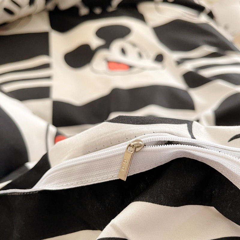 黑白米奇 可愛卡通迪士尼 水洗棉床包 米奇 維尼熊 米老鼠 柔軟親膚 動漫 床罩 單人/雙人/加大雙人床包 禮物交換-細節圖8