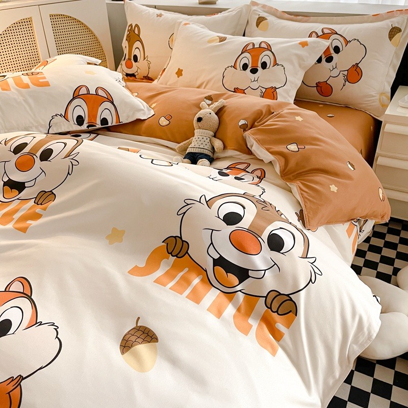 卡通床包 柔軟舒適 迪士尼奇奇蒂蒂 可愛松鼠床包 水洗棉床包 卡通四件組 單人/雙人 床包四件組 禮物交換 床包 寢具-細節圖2