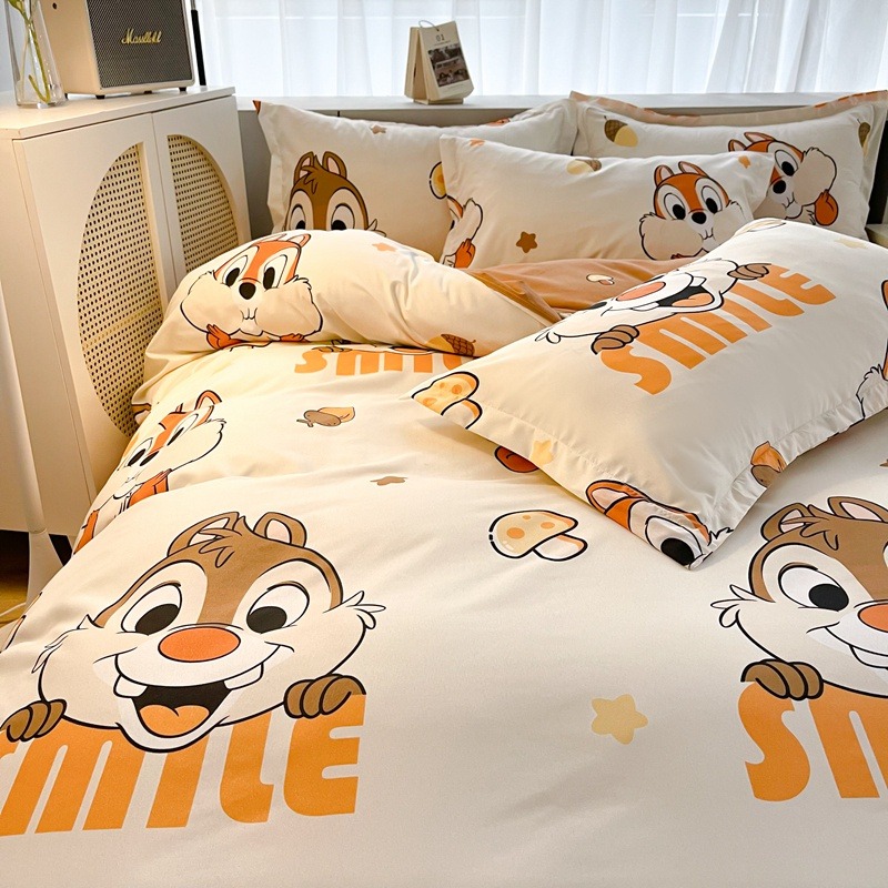 卡通床包 柔軟舒適 迪士尼奇奇蒂蒂 可愛松鼠床包 水洗棉床包 卡通四件組 單人/雙人 床包四件組 禮物交換 床包 寢具-細節圖6