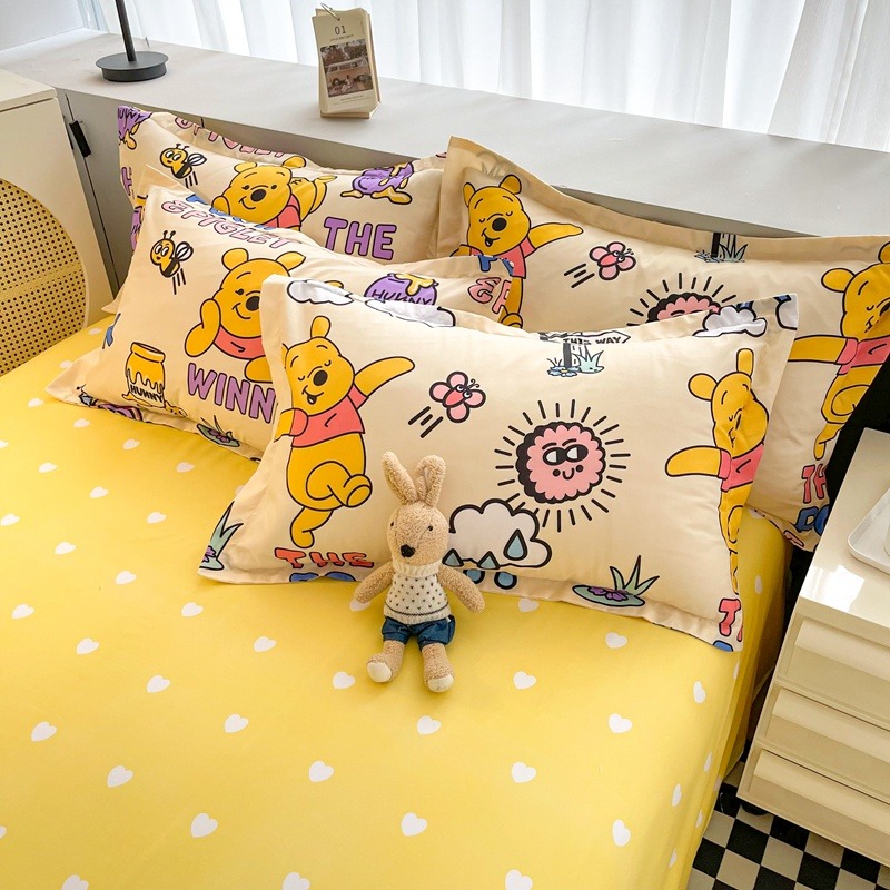 迪士尼卡通床包 維尼熊超可愛 小熊維尼 維尼熊 水洗棉 卡通維尼四件組 單人/雙人/加大雙人床包四件組 禮物交換 寢具-細節圖3