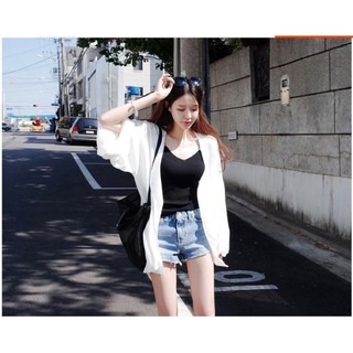 外套🔥台灣現貨🔥韓版大碼 防曬衣 薄外套 寬鬆顯瘦 沙灘披肩 光板雪紡 開衫 罩衫 新款七分袖小清新外套 長袖上衣-細節圖6