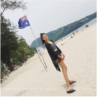 外套🔥台灣現貨🔥韓版大碼 防曬衣 薄外套 寬鬆顯瘦 沙灘披肩 光板雪紡 開衫 罩衫 新款七分袖小清新外套 長袖上衣-細節圖7