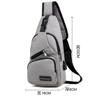 胸口包🔥台灣現貨🔥 韓版時尚單肩包 USB充電側背包 USB充電斜背包 單肩包 側背包 胸前包 斜背包 胸包-細節圖9