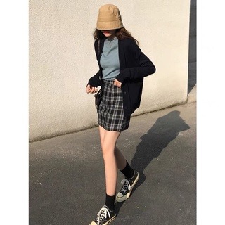 格子裙 🔥台灣現貨🔥高腰短裙 a字裙 顯瘦 格子短裙 學生格紋 半身裙女生衣著 新款韓版格子裙 多巴胺-細節圖3