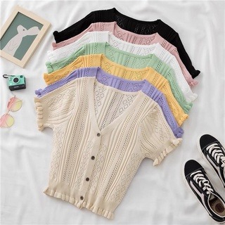 短袖 🔥臺灣現貨🔥 顯瘦鎖骨款 V領排扣上衣  短版上衣 V領針織短袖上衣 短袖t恤 女裝 顯瘦上衣 衣服-細節圖7