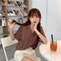 短袖襯衫/雪紡/襯衫/百搭/基本款/翻領/排扣/夏季/基本款襯衫/短袖/西裝領/ins/小清新/素色-規格圖8