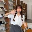 短袖襯衫/雪紡/襯衫/百搭/基本款/翻領/排扣/夏季/基本款襯衫/短袖/西裝領/ins/小清新/素色-規格圖10