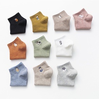 短襪 🔥臺灣現貨🔥 襪子 短襪 動物刺繡  棉質 船襪 純色 卡通短襪 韓妞必備 韓版短襪  襪 可愛襪 短襪-細節圖5
