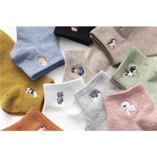 短襪 🔥臺灣現貨🔥 襪子 短襪 動物刺繡  棉質 船襪 純色 卡通短襪 韓妞必備 韓版短襪  襪 可愛襪 短襪-細節圖6