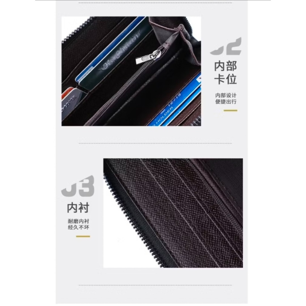 全新藍色_多卡位商務帆布手拿錢包 男用長夾 長皮包 手拿包 手機包 錢包-細節圖5