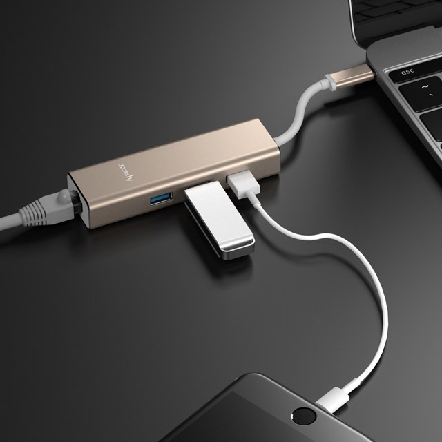 Apacer宇瞻科技 USB 3.1 Type-C to USB 3.1 Type-A*3+RJ45網卡集線器 千兆網路-細節圖8