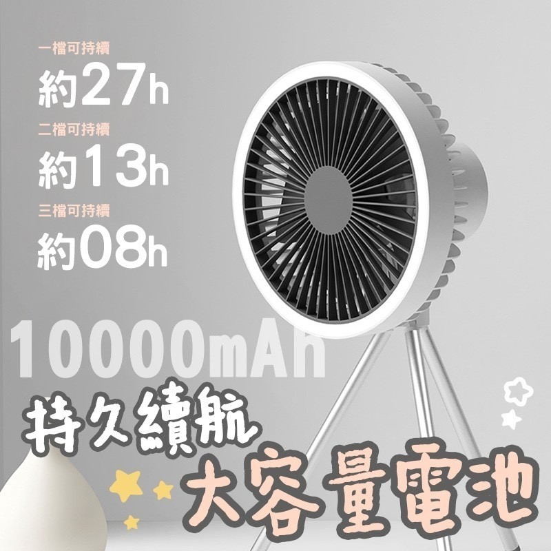 【野趣露營】大風力戶外露營風扇 大電量15000mAh風扇 露營二合一風扇燈 三腳架電風扇 *附贈掛鉤可當吊燈使用-細節圖7