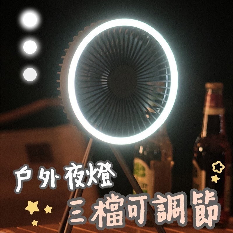 【野趣露營】大風力戶外露營風扇 大電量10000mAh風扇 露營二合一風扇燈 三腳架電風扇 *附贈掛鉤可當吊燈使用-細節圖5