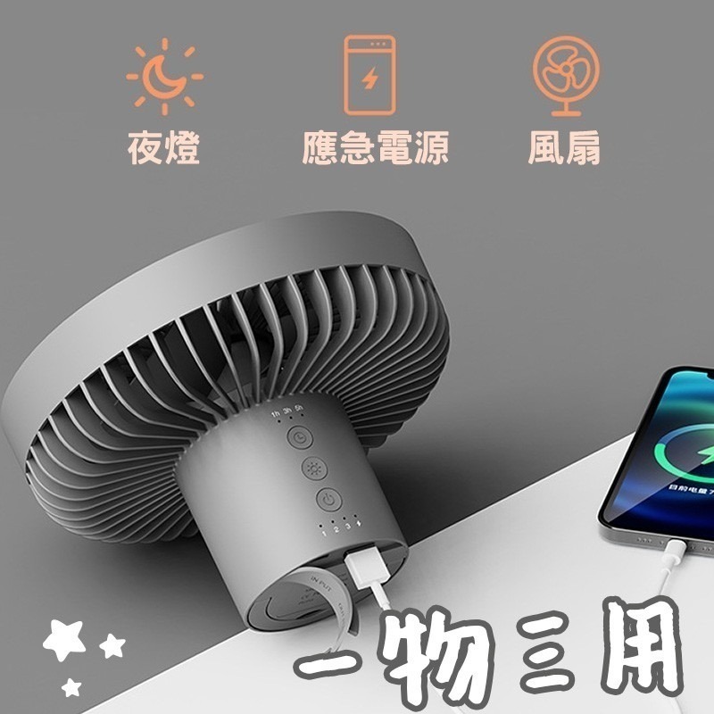 【野趣露營】大風力戶外露營風扇 大電量10000mAh風扇 露營二合一風扇燈 三腳架電風扇 *附贈掛鉤可當吊燈使用-細節圖7