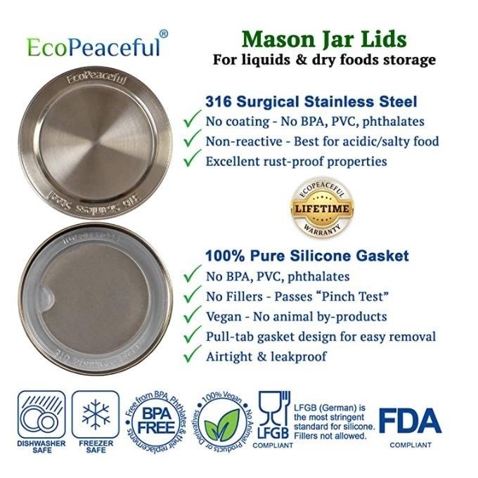 【整盒】美國 EcoPeaceful 梅森杯蓋 梅森杯 梅森瓶 不銹鋼密封蓋 不銹鋼蓋 杯蓋 密封蓋 316不鏽鋼-細節圖4
