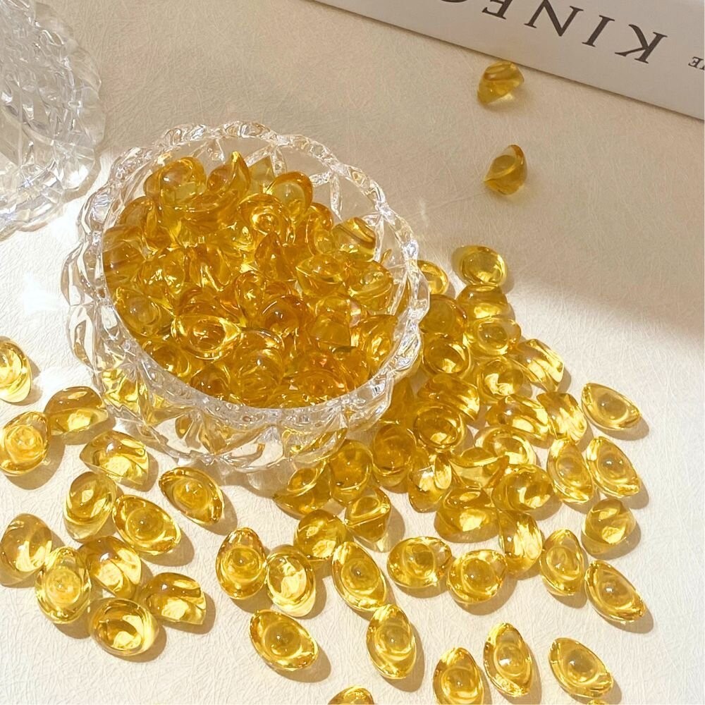 金元寶 琉璃金元寶 小元寶 新年 招財 過年裝飾 玻璃元寶 聚寶盆 風水-細節圖2