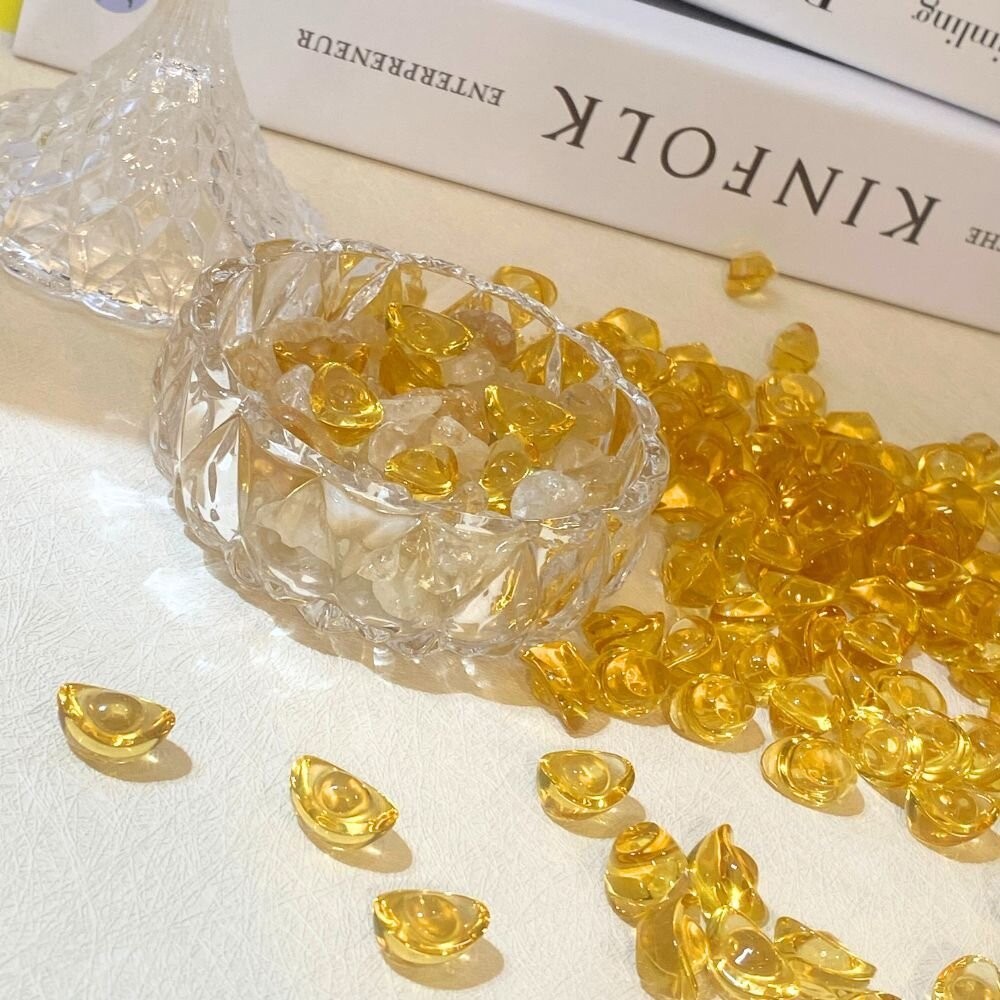 金元寶 琉璃金元寶 小元寶 新年 招財 過年裝飾 玻璃元寶 聚寶盆 風水-細節圖5