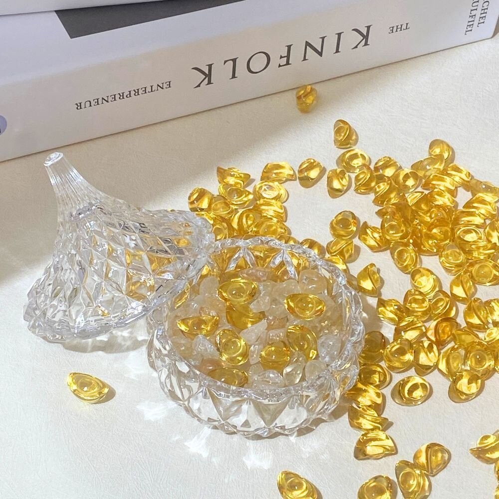 金元寶 琉璃金元寶 小元寶 新年 招財 過年裝飾 玻璃元寶 聚寶盆 風水-細節圖6